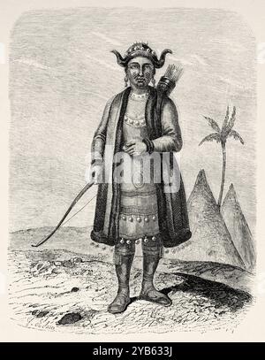 Femmes indigènes Yakut en vêtements traditionnels, Russie. Dessin de Jean Victor Adam (1801-1866) voyage au pays des Yakuts. Russie asiatique, 1830-1839 par Uvarovski. Le Tour du monde 1860 Banque D'Images