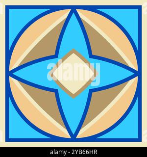 Vecteur dessiné à la main de carreaux de céramique carrés. Motif géométrique orné décoration typique pour le sol et le mur Illustration de Vecteur