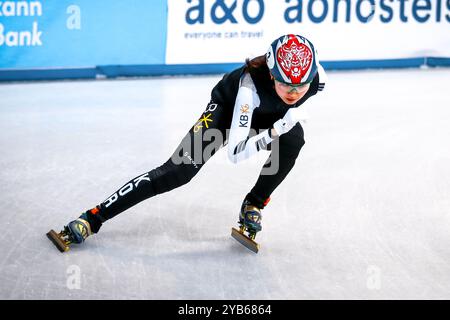 Dresde, Allemagne, 3 février 2019 : le coréen Shim Suk-hee participe au Championnat du monde de patinage de vitesse sur courte piste ISU à l'EnergieVerbund Banque D'Images