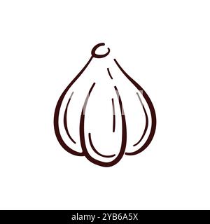 Icône de bulle d'ail dans le style de dessin au trait. Conception végétale pour livre de cuisine, menu, magasin de produits. Isolé sur fond blanc. Illustration de Vecteur