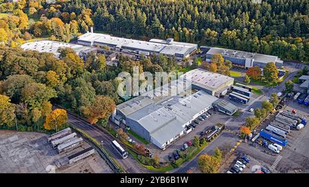 Aberlour Moray Scotland Walkers Shortbread Factory les bâtiments et les arbres en automne Banque D'Images