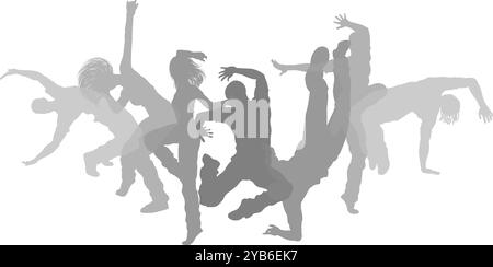 Danseurs Silhouette Street Dance pose silhouettes Illustration de Vecteur