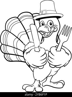 Turquie Thanksgiving Cartoon Bird Christmas Mascot Illustration de Vecteur