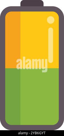 L'icône de la batterie est partiellement chargée et indique le niveau de charge restant Illustration de Vecteur
