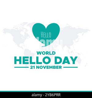 World Hello Day, World Hello Day illustration vectorielle, arrière-plan, bannière, affiche, carte de voeux, publication sur le Web et les médias sociaux. Silhouette de main et de terre. Illustration de Vecteur