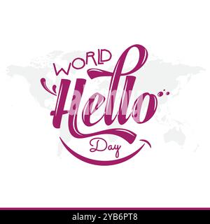 World Hello Day, World Hello Day illustration vectorielle, arrière-plan, bannière, affiche, carte de voeux, publication sur le Web et les médias sociaux. Silhouette de main et de terre. Illustration de Vecteur