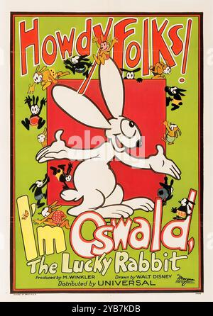 Salut les gens ! Oswald, le lapin chanceux (Universal, c 1927). Produit par M- Winkler. Dessiné par Walt Disney. Banque D'Images