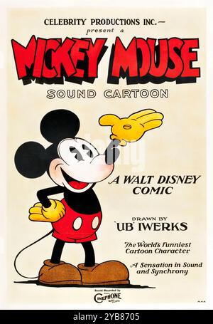 Mickey Mouse Stock Poster (Celebrity Productions, 1928). Créé par Walt Disney, dessiné par Ub Iwerks. Banque D'Images