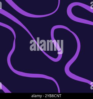 Motif abstrait sans couture avec des squiggles et des griffonnages. Lignes courbes tissées. L'encre chaotique gribouillonne la texture décorative. Griffonnages désordonnés, ondulés et bouclés Illustration de Vecteur