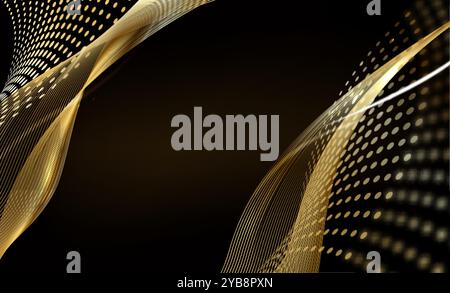 Fond Premium noir et or. Creative Flyer Premium Luxury Template. Carte d'anniversaire cool. Grande bannière de célébration pour mariage et engagement Illustration de Vecteur