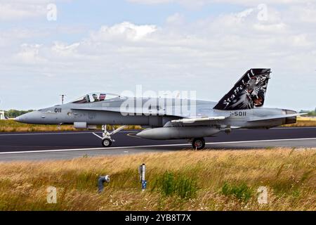 Chasseur McDonnell Douglas FA-18 Hornet de l'armée de l'air suisse. Jagel, Allemagne - 23 juin 2014 Banque D'Images