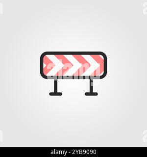 Barrière avec icône de vecteur de flèches rouges. Vecteur de barricade d'interdiction. Vecteur de protection de clôture. Icône de barrière spéciale. Logotype des barrières de service spécial Illustration de Vecteur