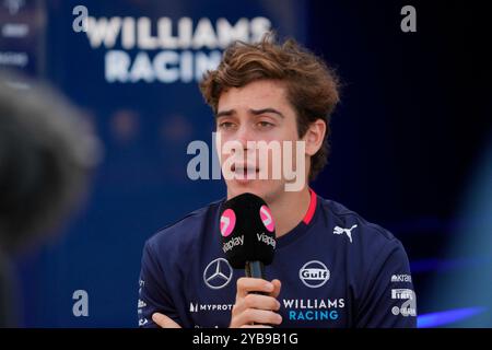 Austin, Vereinigte Staaten. 17 octobre 2024. 17 octobre 2024, circuit des Amériques, Austin, FORMULE 1 PIRELLI UNITED STATES GRAND PRIX 2024, sur la photo Franco Colapinto (ARG), Williams Racing Credit : dpa/Alamy Live News Banque D'Images