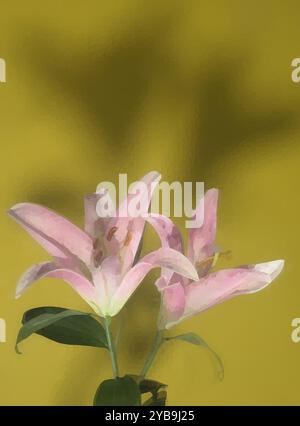 Image en gros plan de la fleur de nénuphar, modifiée numériquement à l'aide d'un filtre waterpixel. Fond de couleur, motif, texture et design. Banque D'Images