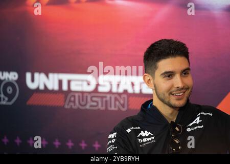 17 octobre 2024 : Esteban Ocon (31 ans) avec BWT Alpine F1 Team lors de la conférence de presse pré-course de formule 1 Pirelli United States Grand Prix, circuit of the Americas. Austin, Texas. Mario Cantu/CSM Banque D'Images