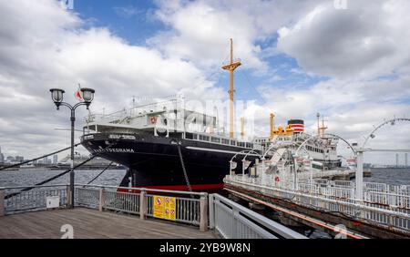 Le NYK Hikawa Maru vintage paquebot et musée flottant au port de Yokohama, Japon, le 24 septembre 2024 Banque D'Images