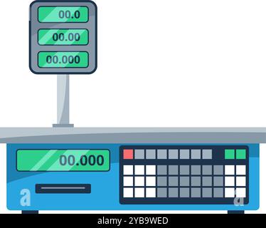 Balances de supermarché. Enregistrer l'icône de dessin animé de mesure du poids Illustration de Vecteur