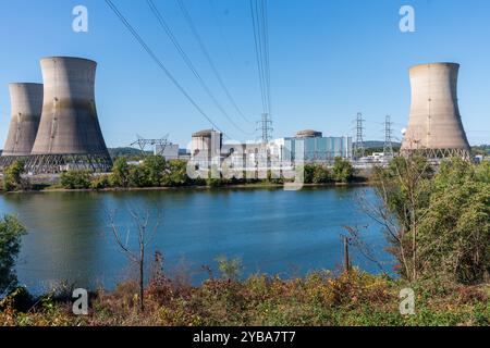 Middletown, PA/États-Unis – 11 octobre 2024 : Three Mile Island, site de l’accident nucléaire de 1979 et actuellement fermé, est proposé de rouvrir t Banque D'Images