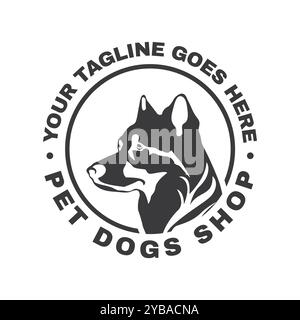 Dog in Circle logo de conception simple peut être utilisé pour les affaires d'animaux de compagnie, magasin de chien, service de toilettage d'animaux Illustration de Vecteur