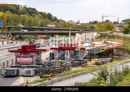 Jonction autoroute Duisburg-Kaiserberg, A40 avec l'A3, chantier majeur depuis plusieurs années, achèvement de nouvelles constructions de ponts, rampes, accès Banque D'Images