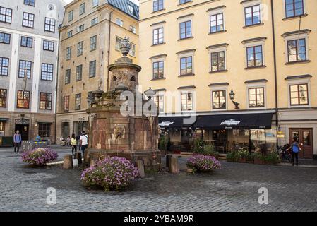 Maisons de campagne à Stortorget Square, centre historique, Gamla stan, Stockholm, Suède, Scandinavie, Europe Banque D'Images