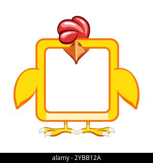 Cadre carré Pig, avatar de dessin animé pour les jeux d'interface utilisateur. Cadre animal vide pour vos enfants déco, impression ou autocollants Illustration de Vecteur