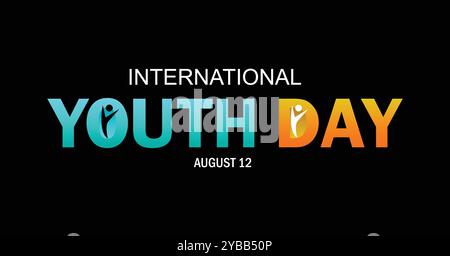 Lettrage de la journée internationale de la jeunesse et conception d'idée de typographie colorée. La Journée internationale de la jeunesse est célébrée chaque année le 12 août. Concept créatif. Illustration de Vecteur