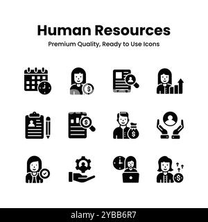 Essayez cet ensemble personnalisable d'icônes vectorielles des ressources humaines et de la gestion Illustration de Vecteur