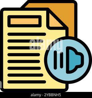 Cette icône colorée comporte un fichier audio, indiquant un document sonore téléchargeable Illustration de Vecteur