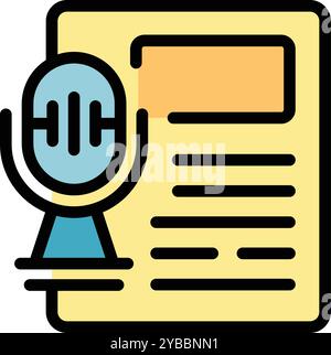 Microphone placé près du fichier audio numérique symbolisant un logiciel d'enregistrement de podcast Illustration de Vecteur