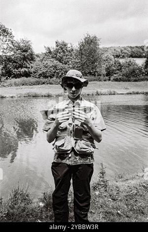 Meon Springs, pêche à la truite, laine blanche, East Meon, Petersfield, Hampshire, Angleterre, Royaume-Uni. Banque D'Images