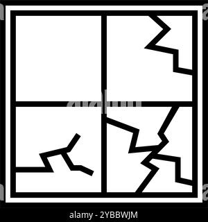 Vitre brisée. Vitre brisée. Vecteur modifiable. Illustration de Vecteur