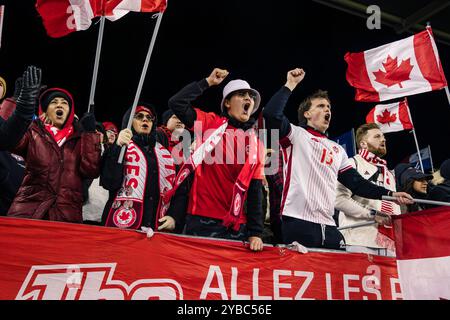 Toronto, Canada. 15 octobre 2024. Toronto, Canada, 15 octobre 2024 les partisans canadiens encouragent l'équipe lors du match amical international entre le Canada et le Panama au BMO Field à Toronto, Canada (Curtis Wong/SPP) crédit : photo de presse du SPP Sport. /Alamy Live News Banque D'Images