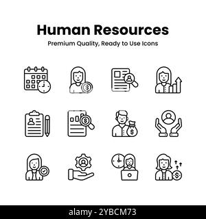 Essayez cet ensemble personnalisable d'icônes vectorielles des ressources humaines et de la gestion Illustration de Vecteur