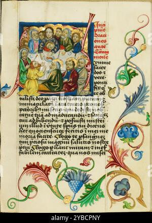 Initiale S : la dernière Cène ; Livre de prière, vers 1470-1480. Banque D'Images