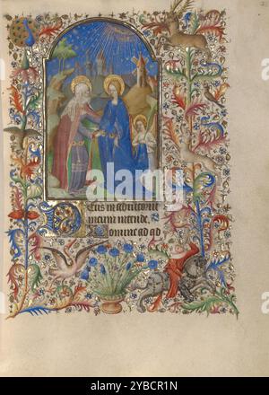 La Visitation ; Livre d'heures, vers 1420. Sainte Elizabeth et la Vierge Marie. Banque D'Images