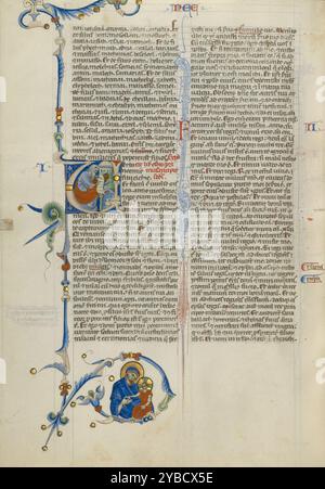 V initial : une écriture prophète ; Bible de l'abbaye, vers 1250-1262. Banque D'Images