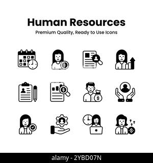 Essayez cet ensemble personnalisable d'icônes vectorielles des ressources humaines et de la gestion Illustration de Vecteur