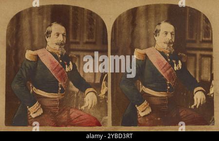 Portrait d'apres nature de sa Majeste Napoléon III (Charles-Louis) Empereur des Francais..., négatif 20 avril 1858 ; imprimé plus tard. Sa Majesté Napoléon III, Empereur des Français Banque D'Images