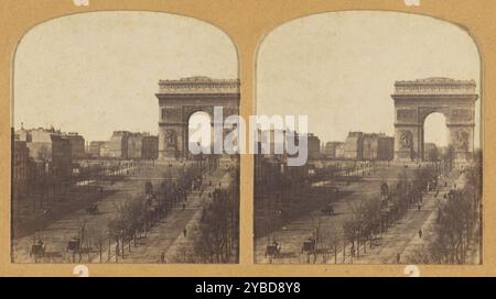 Paris instantané. Arc de Triomphe de l'Etoile et avenue des champs Elisées., 1855-1865. Banque D'Images