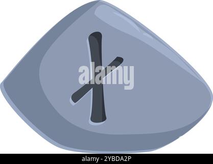 Pierre grise avec la rune gebo gravée dessus, symbolisant le partenariat, la générosité, et l'équilibre entre donner et recevoir Illustration de Vecteur