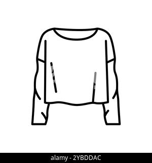 Ligne T-shirt manches longues icône noire. Signez pour la page Web, l'application mobile, le bouton, le logo. Bouton isolé de vecteur. Contour modifiable. Illustration de Vecteur