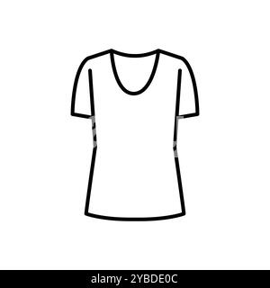 Ligne de T-shirt à décolleté rond icône noire. Signez pour la page Web, l'application mobile, le bouton, le logo. Bouton isolé de vecteur. Contour modifiable. Illustration de Vecteur