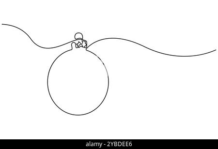 Dessin en ligne continu de la décoration de boule de Noël de bonhomme de neige. Un concept d'art de ligne de décoration d'arbre de pin pour joyeux Noël Illustration de Vecteur