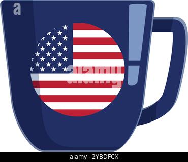 Mug bleu avec motif drapeau américain parfait pour déguster une boisson patriotique Illustration de Vecteur