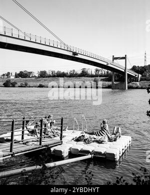 Baignade dans le Nouveau Danube, Neue Donau, Vienne, Autriche, Europe. Banque D'Images