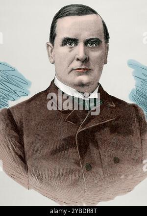 William McKinley (1843-1901), 25e président des États-Unis, 1890. Extrait de "la Ilustraci&#xf3;n Espa&#xf1;ola y Americana" (illustration espagnole et américaine), 1890. (Impression colorée en noir et blanc). Banque D'Images