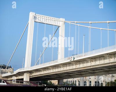 Détail du pont Elisabeth ou Erzsébet híd, Budapest - Hongrie. Banque D'Images