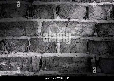 Mur de briques avec gradient. Photo noir et blanc. Fond de brique Banque D'Images