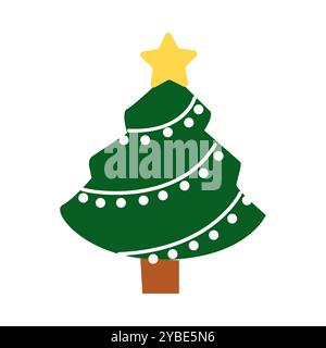 Jolie collection d'arbres de noël décorés Illustration de Vecteur